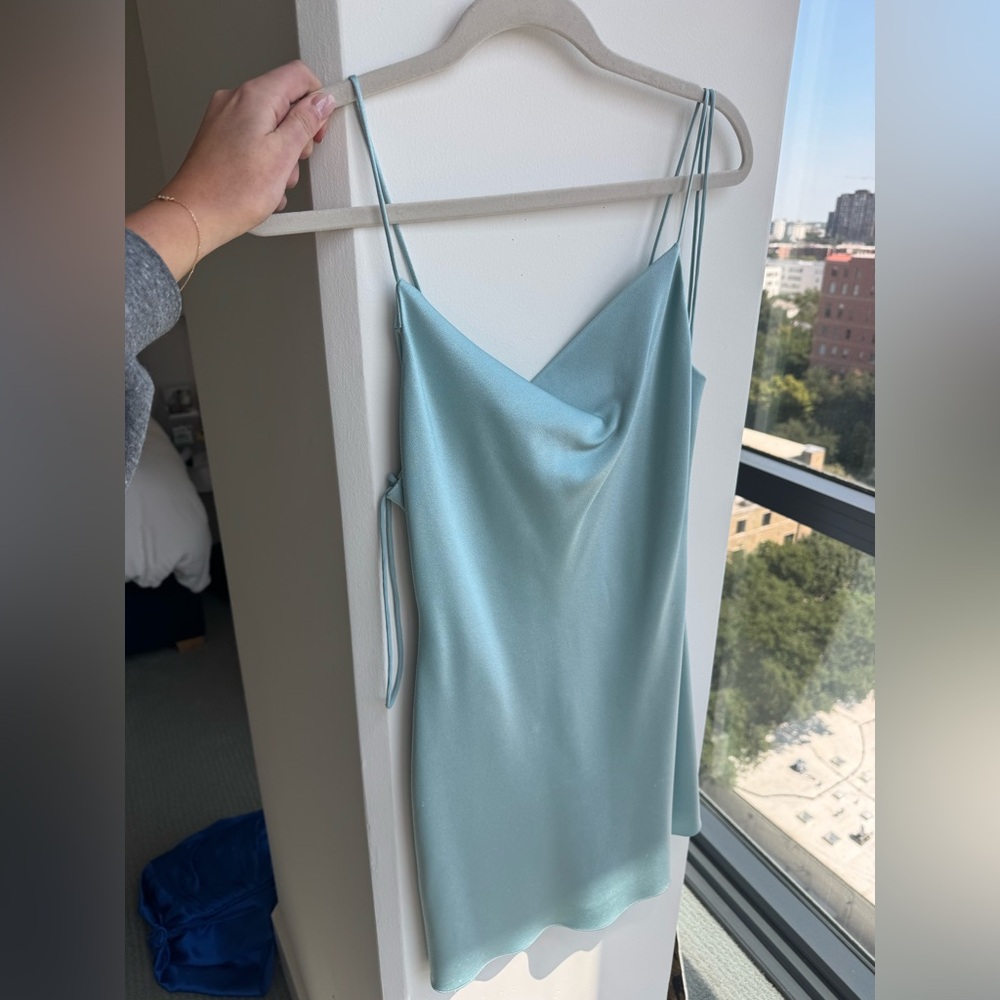Alice + Olivia Harmony Mini Slip Dress in Sky Blue